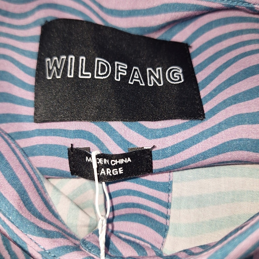 Wildfang Shirt Womens Large Empower Purple Blue Wavy Button Up - Picture 4 of 9